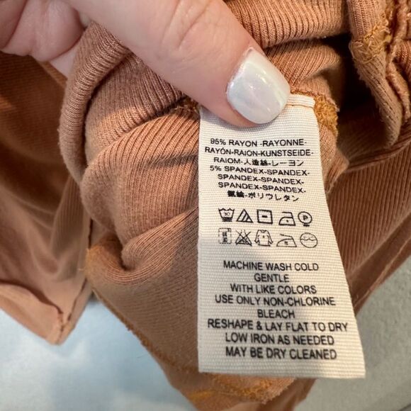 Free People We The Free Tan Alameda Pullover Mockneck Thermal Oversized Top S - Picture 4 of 6